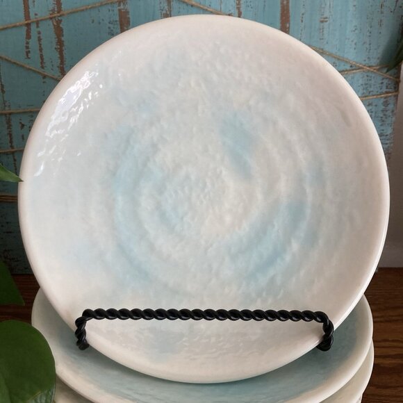 Williams Sonoma Aqua Blue Swirl Salad Dessert Plates Melamine 8.5” Set Of 5 - Picture 3 of 6